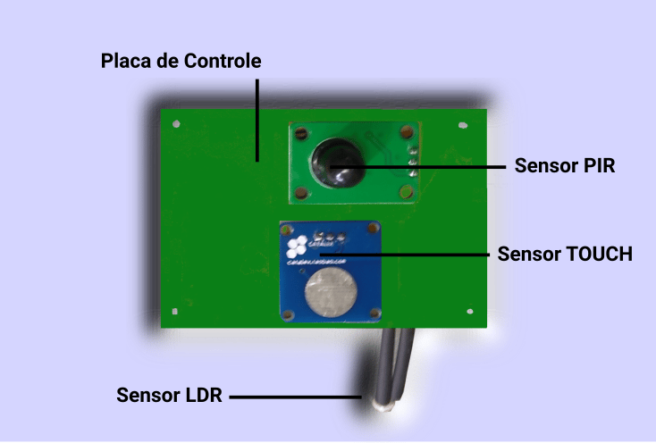 Placa de Controle com Sensores, PIR, TOUCH e LDR do Espelho Camarim Artefaktus Mury