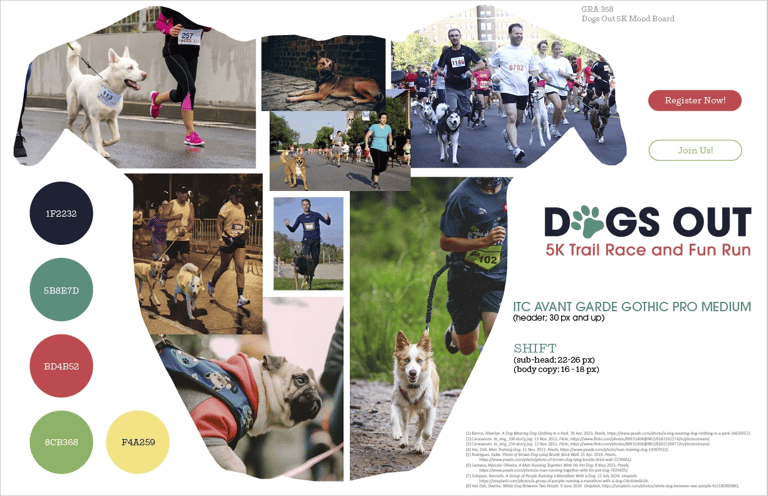 Dogs Out 5K mood board.