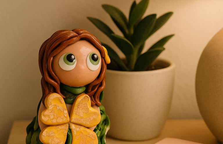 statuettes artisanales en pâte polymère porte-bonheur
