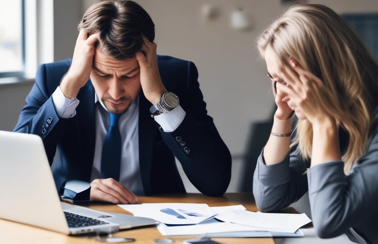 Business Owners with head in hands