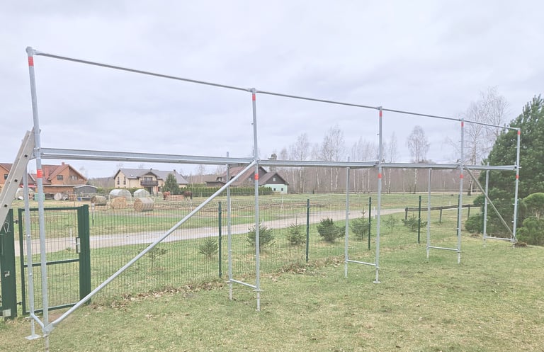 tērauda sastatnes stalažas 12x2.8m