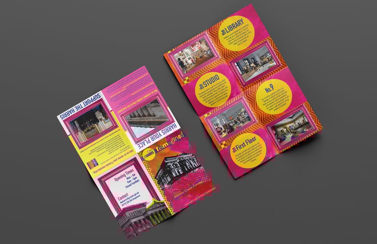 Event programme showing interior spreads with visitor information and campaign branding
