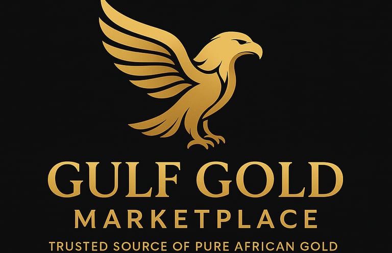 a gold eagle logo on a black background representing gulf gold market place