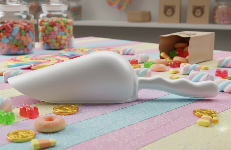 Pelle pour confiseries. Design lisse pour le dosage hygiénique des sucres et friandises.