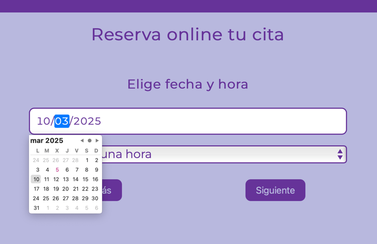 Paso 3. Selección de fecha