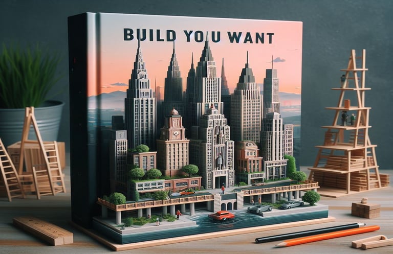 a book with a picture of a cityscape and woodworks