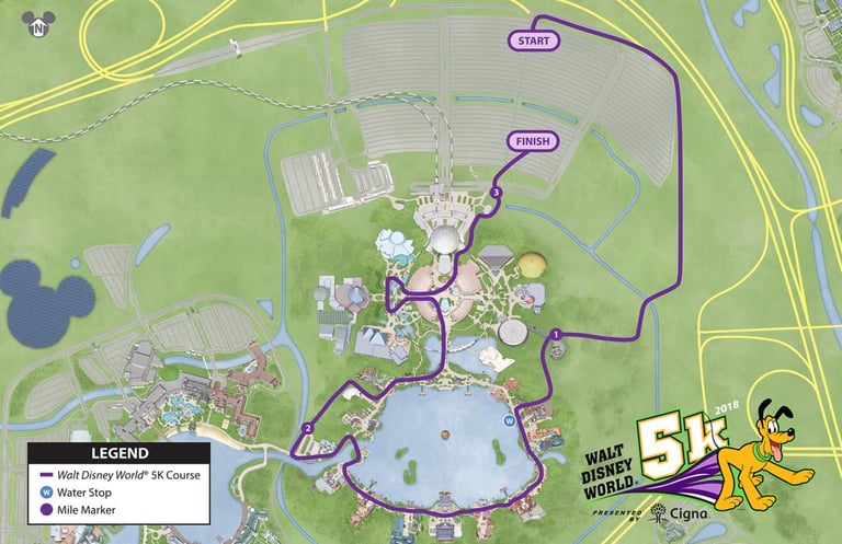 2018 runDisney Walt Disney World Marathon Weekend 5K Course Map