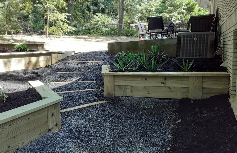 backyard terraced retaining walls built by Carrollton Retaining Walls