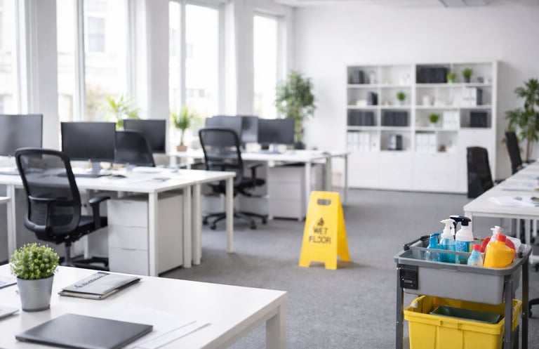 commercial cleaning London office desks and floors