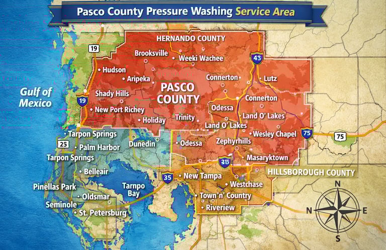 Pasco County Pressure Washing Service Areas Map