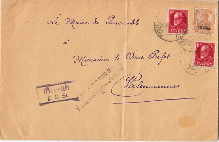 Date stamp "POSTÜBERWACHUNGSSTELLE" and "ZULAESSIG 2! Postüberwachungsstelle X"