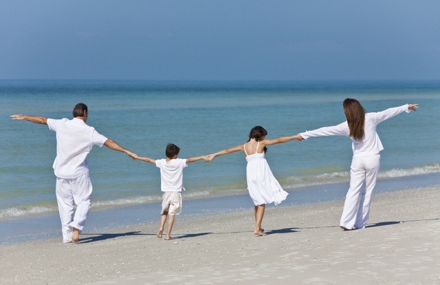 a family on the beach