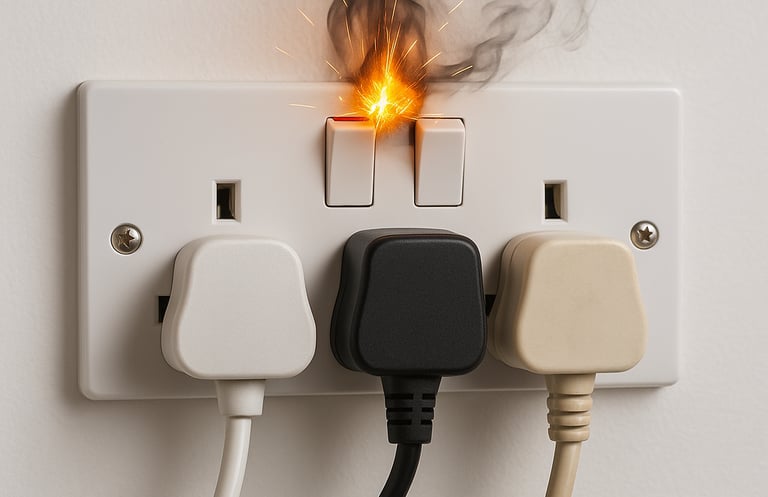 Domestic Electrician repairing the burnt sockets.