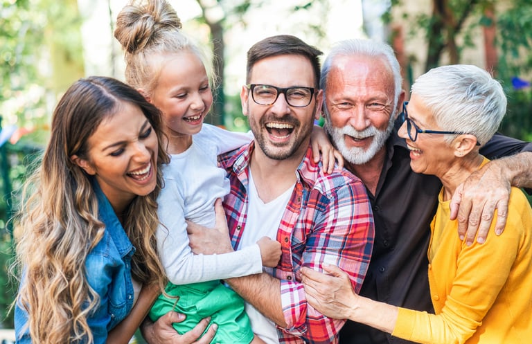 happy family laughing