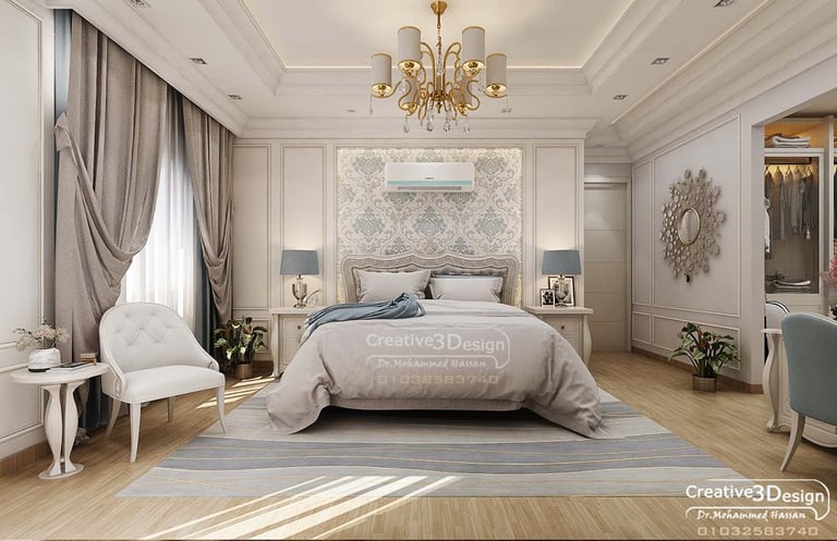 اجمل تصاميم غرف النوم ال نيو كلاسيك