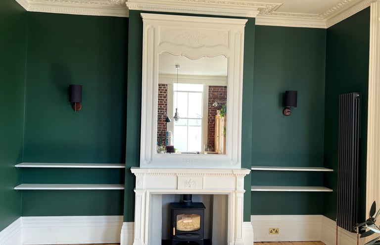 Interior painting and decorating in a Brighton period property with fireplace and detailed finishes