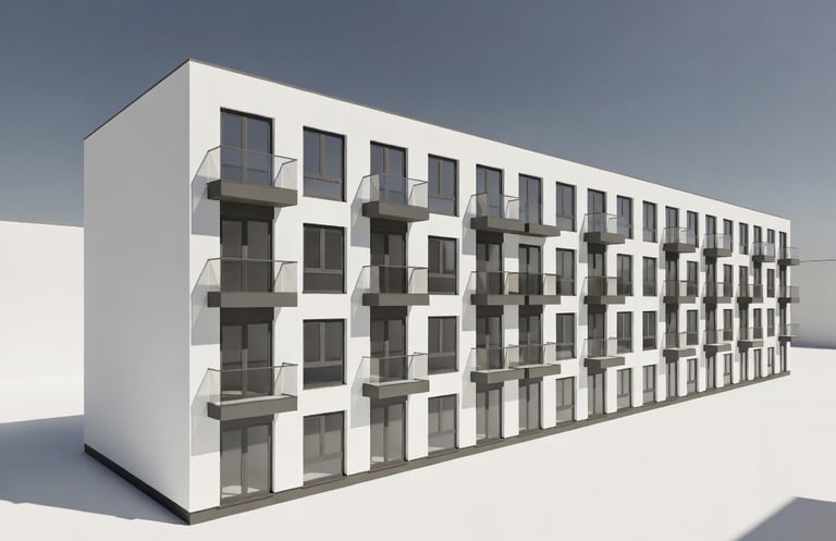 An image of a 3D apartment building model.