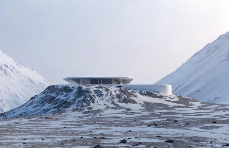 An image of an Arctic home built off grid in this extreme climate.