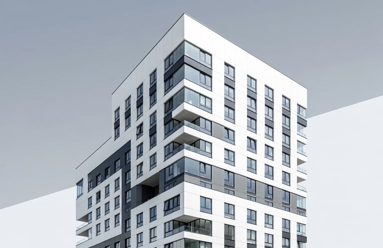 An image of a 3D apartment building model.