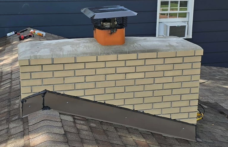 "Custom brick chimney built by Profaster Services in Des Moines."