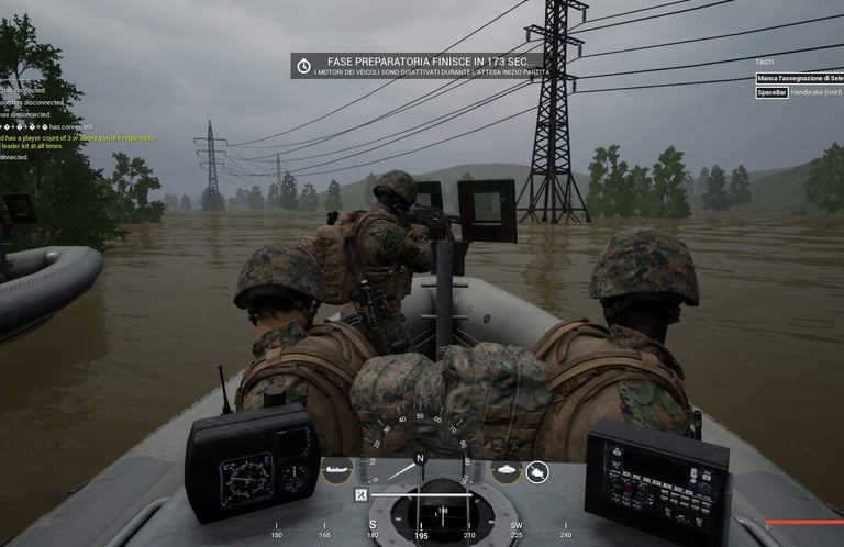 soldati del gioco Squad in azione su gommoni da guerra