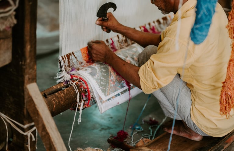 Handmade rug weaving