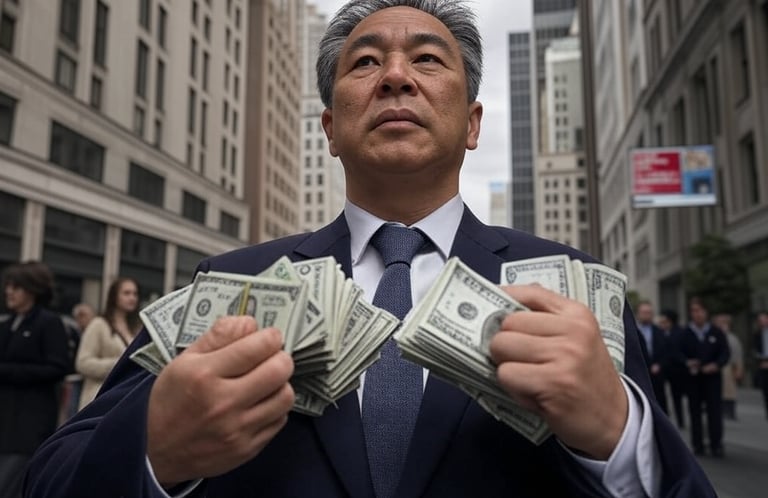 Man with fist full of money