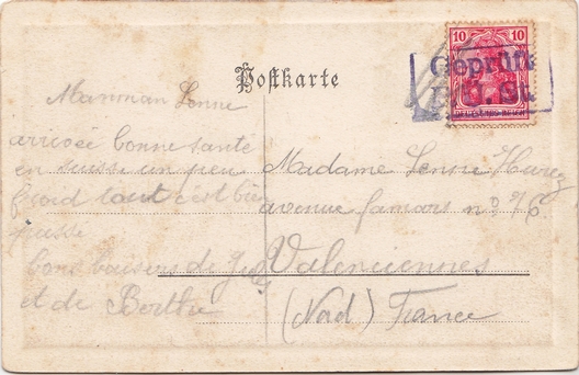 Postcard sent from LÖRRACH to VALENCIENNES.