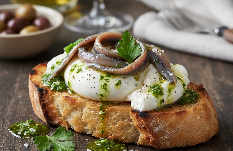 BRUSCHETTA BURRATA ED ALICI