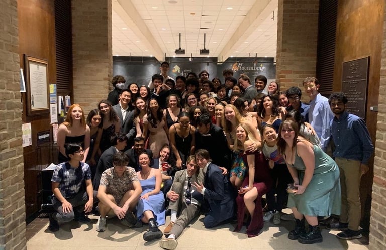 Lovetteers pose in Middle Commons during Middle Commons Ball