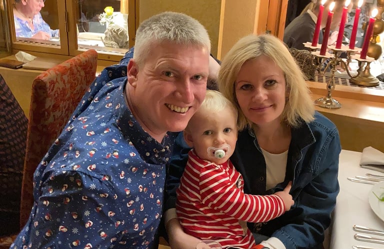 Family about to start New Years Gala Dinner in Fussen