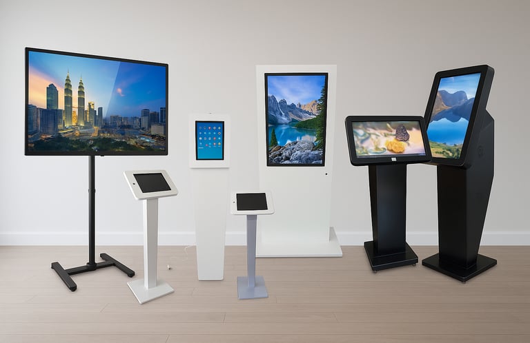 Equipamentos Publigames. Totens, Tablets e TVs