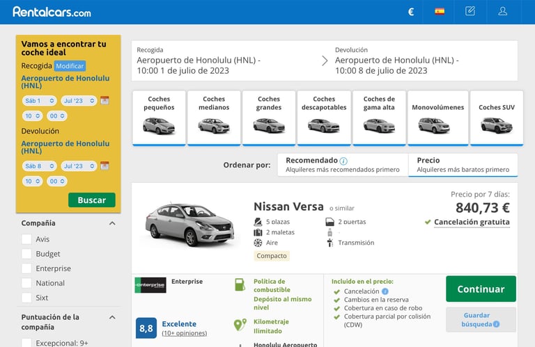 Alquilar un coche en Estados Unidos