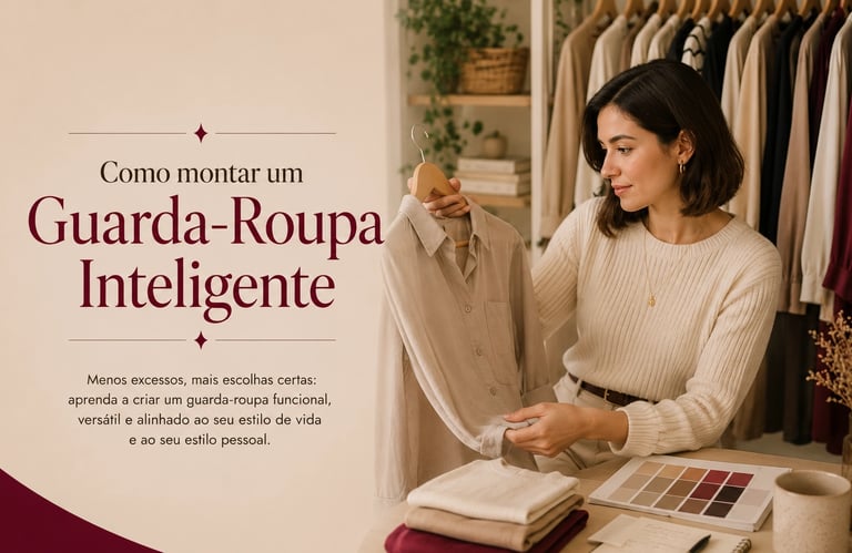 mulher organizando guarda roupa inteligente feminino com estilo pessoal e roupas neutras funcionais