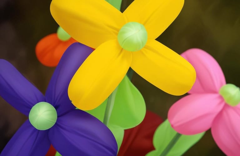 Fleur sculptée en ballons