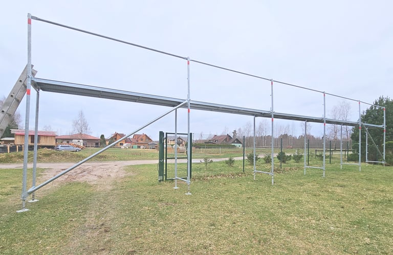 tērauda sastatnes stalazas 15x2.8m