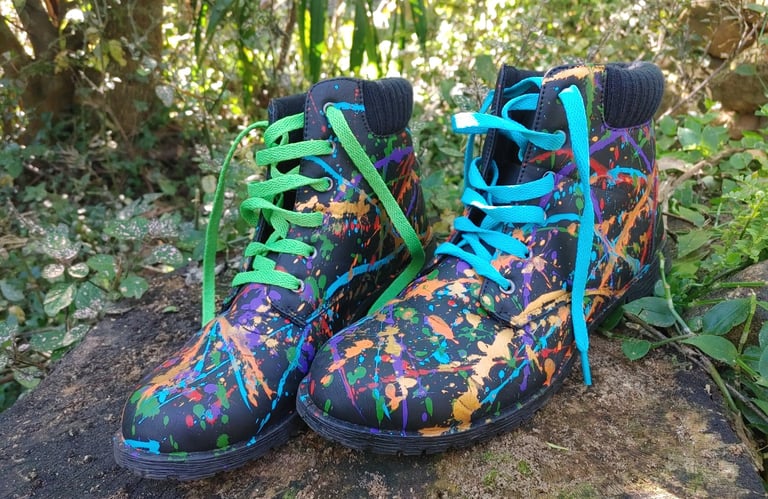 splatter painted boots