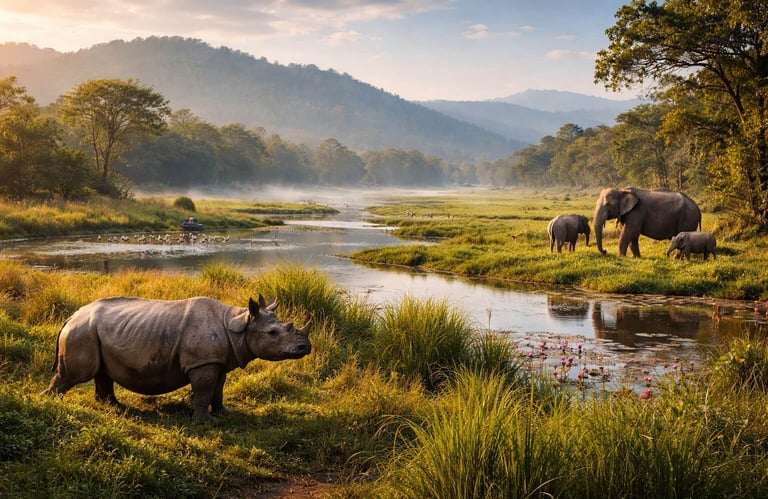 One horn Rhino in Kaziranga National Park, Assam 