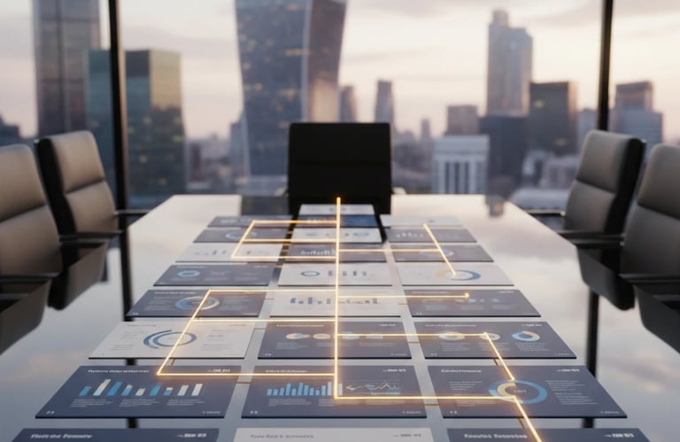 Conceptual illustration of the 'Golden Thread' narrative connecting all slides in a venture capital 