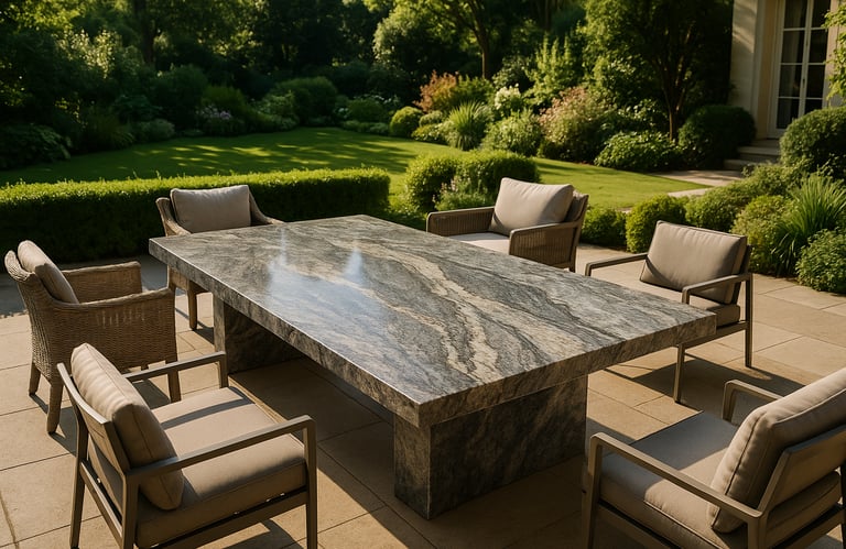 a leftover granite table with chairs