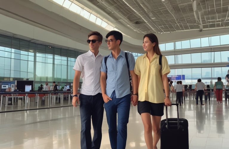 A smiling consultant helping a family settle into their new Cambodian neighborhood