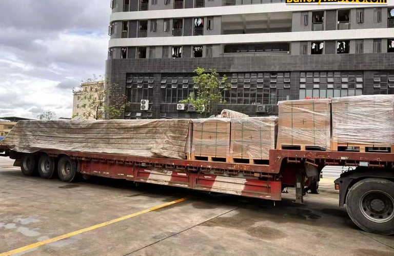 a truck loaded with LiFePO4 prismatic battery cells