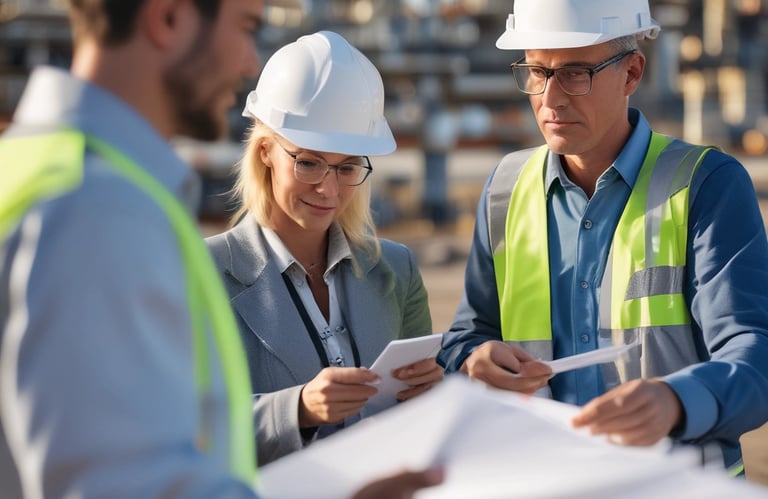 An industrial site showcasing safety equipment.