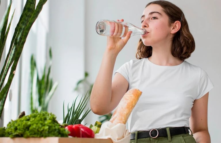 Hábitos saudáveis para emagrecer com saúde, incluindo água, frutas e exercícios