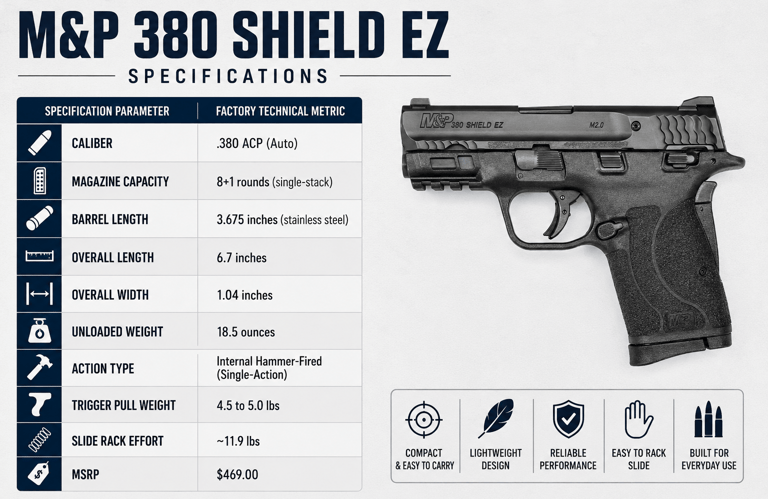 specs for the m&p .380 shield EZ