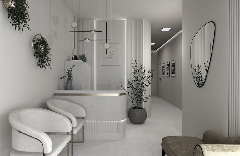 Projekt salonu fryzjerskiego, projekt salonu kosmetycznego, projekt gabinetu medycznego, recepcja