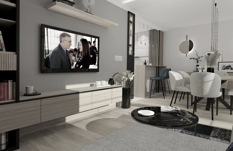 Projekt  salonu, projekt kuchni, projekt przedpokoju, projekt holu