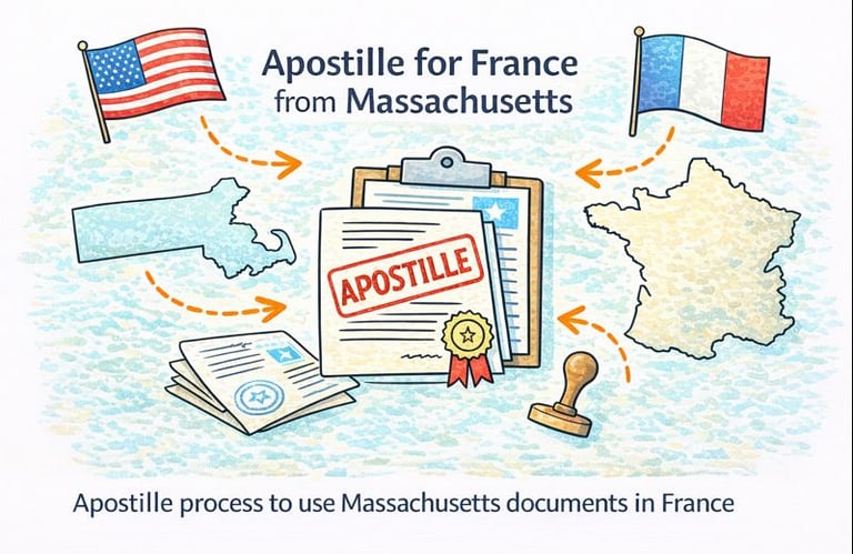 Apostille process for France from Massachusetts documents