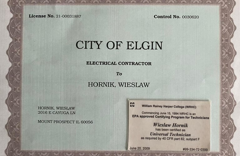  Licensed residential electrical contractor