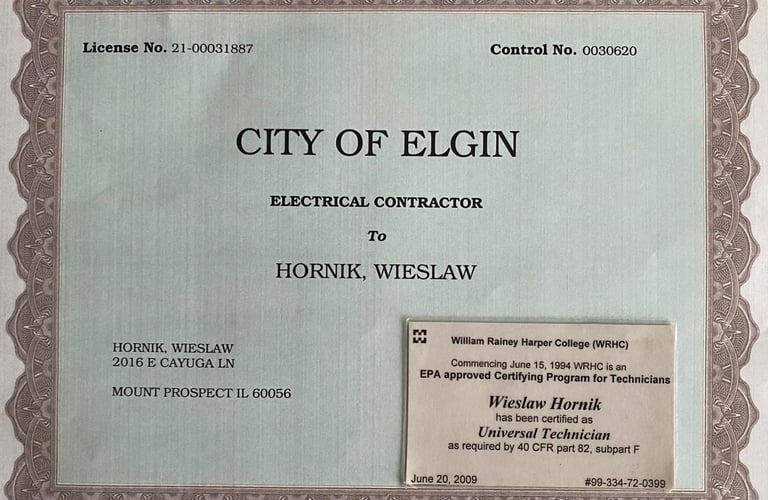  Licensed residential electrical contractor